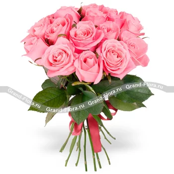 Розы поштучно Гранд Флора(15 розовых роз (70см))